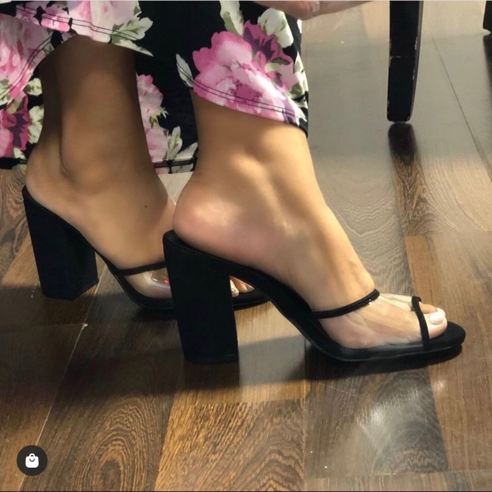 Liliana Pink Heels Block Heels Clear Heels - Picture 5 of 5